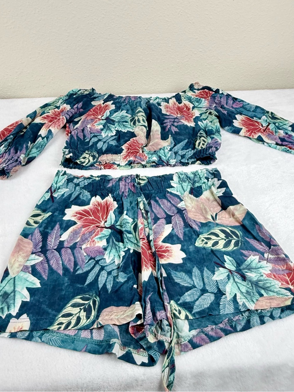 Coco Cabana 2 Piece Floral Shorts Crop Top Resort ware Beach Vacation coquette